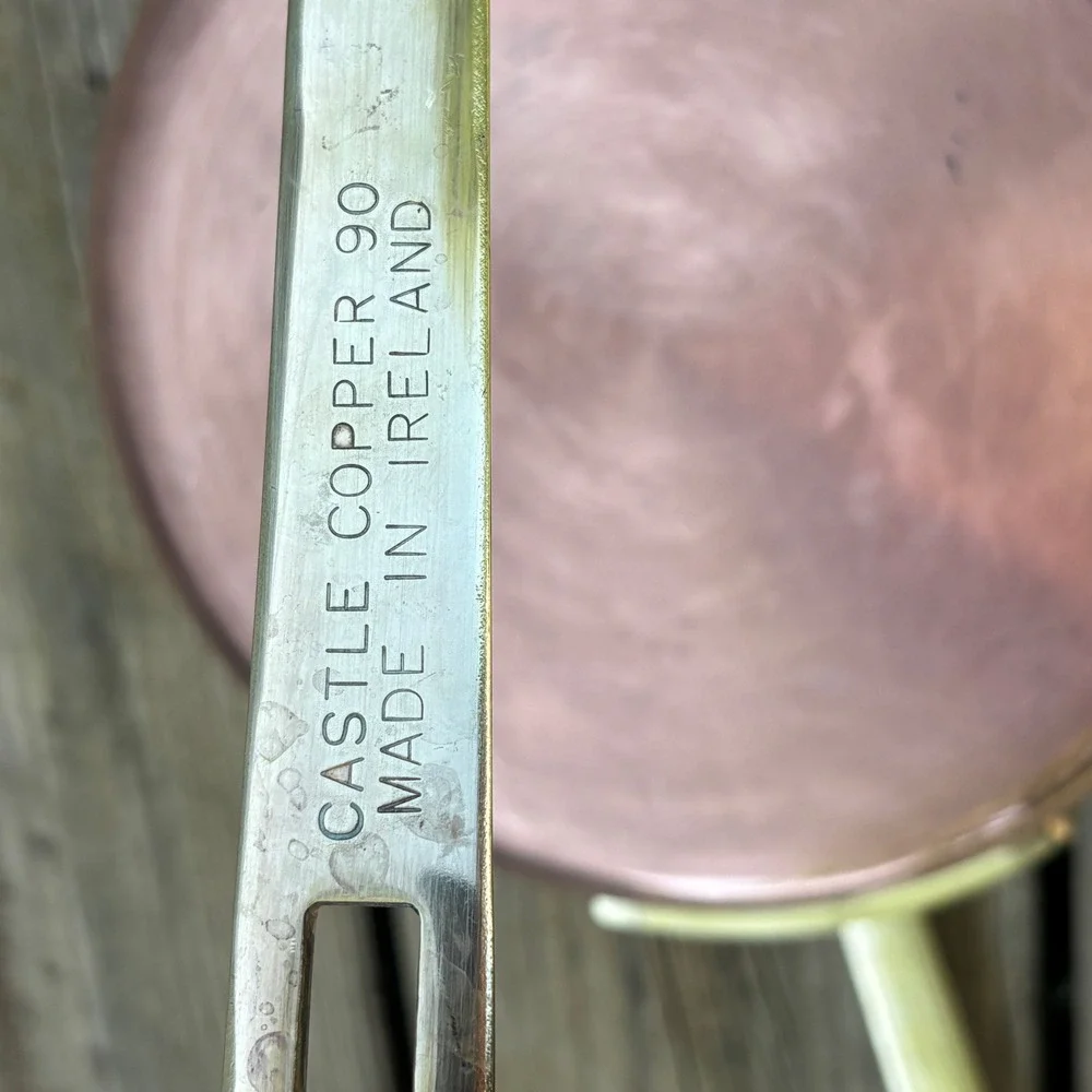 Castle Copper 90 Skillet Pan 8 Inch Made in Ireland Brass Handle Set of 2
